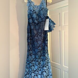 Mon Cheri Navy and Light Blue Dress